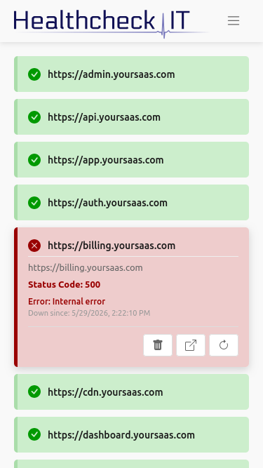 Mobile-friendly dashboard showing URL status on the go